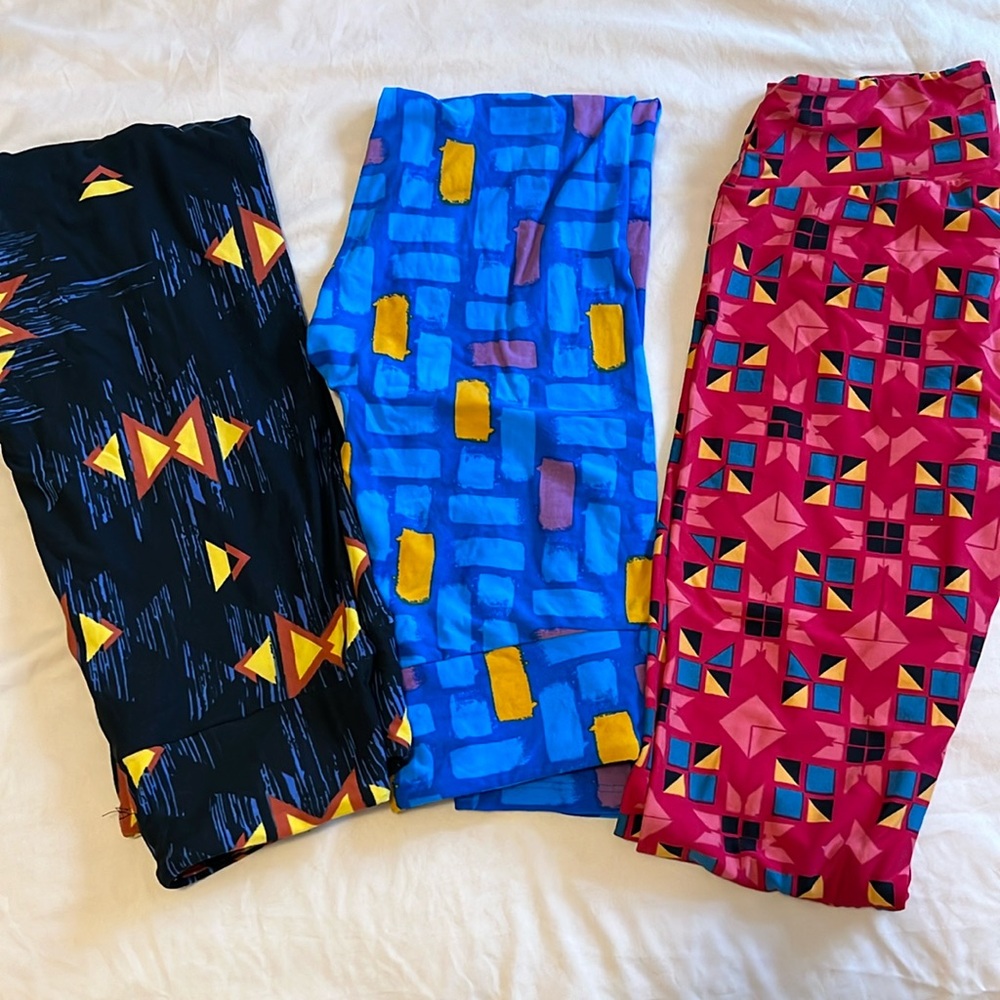 LuLaRoe 3 PACK Geometric shapes Stretch Leggings OS (2-10)